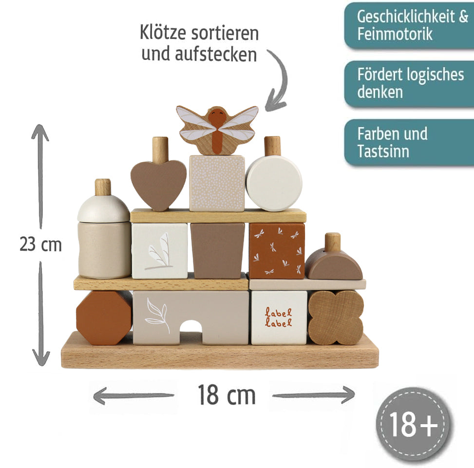 Taufgeschenk Steckspiel zur Taufe Häuschen aus Holz mit Namen und Taufdaten graviert beige verschiedene Motive