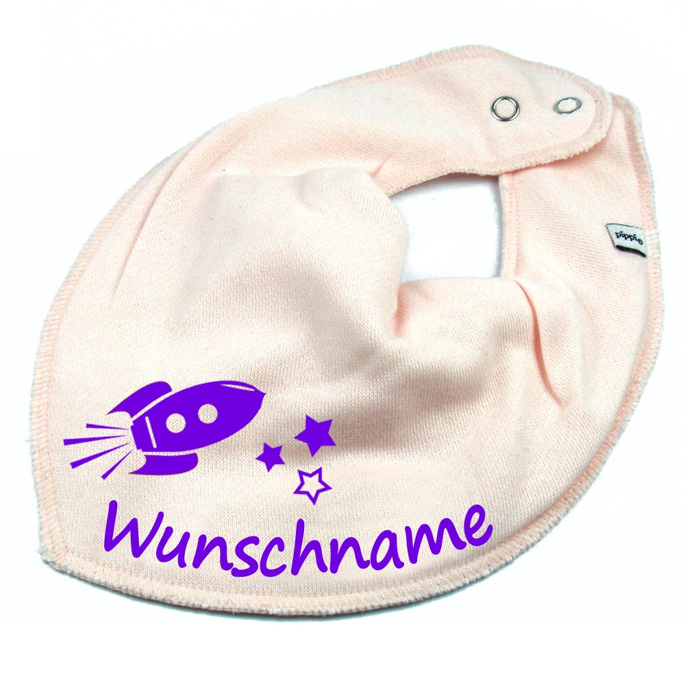 HALSTUCH Rakete mit Name oder Text personalisiert für Baby oder Kind aus Baumwolle in Einheitsgröße verschiedene Farben