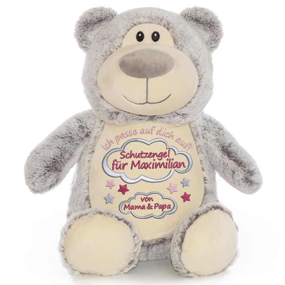 Personalisiertes Stofftier Bär Kuscheltier Bestickt Plüschtier zur Geburt Stickmotiv Schutzengel