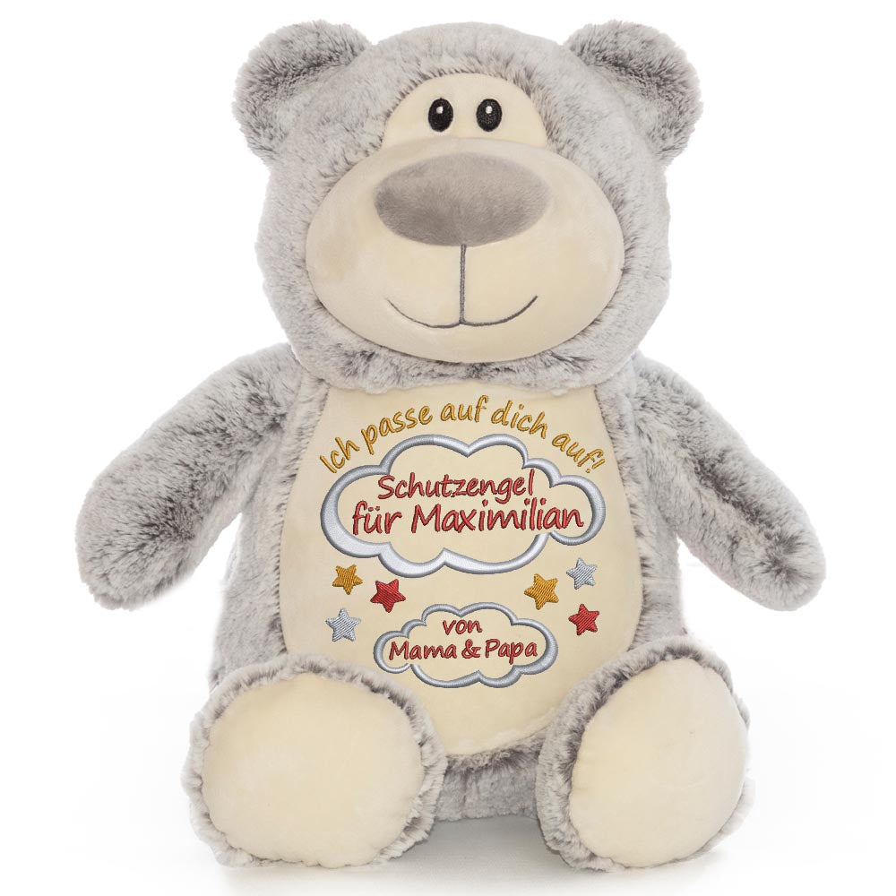 Personalisiertes Stofftier Bär Kuscheltier Bestickt Plüschtier zur Geburt Stickmotiv Schutzengel
