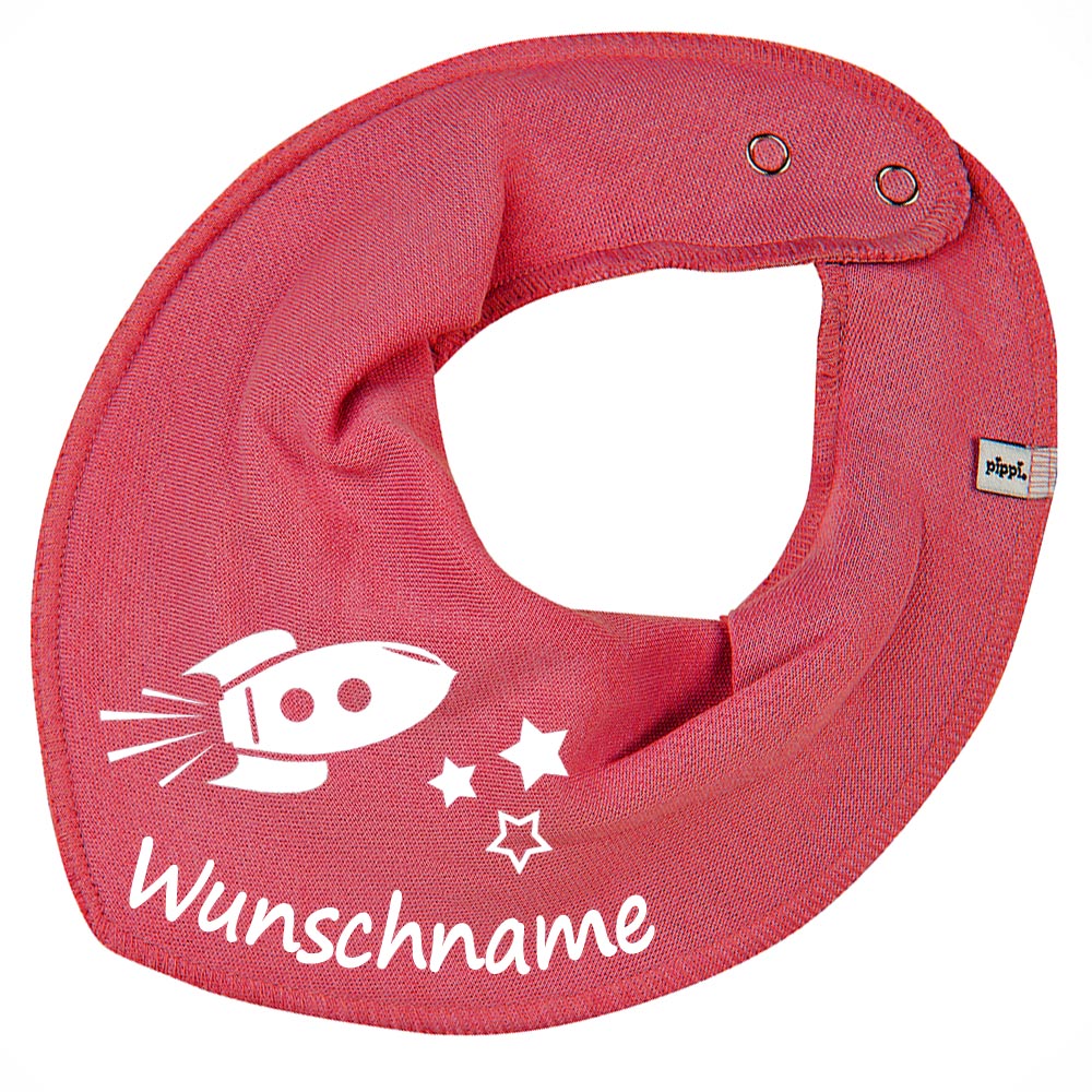 HALSTUCH Rakete mit Name oder Text personalisiert für Baby oder Kind aus Baumwolle in Einheitsgröße verschiedene Farben
