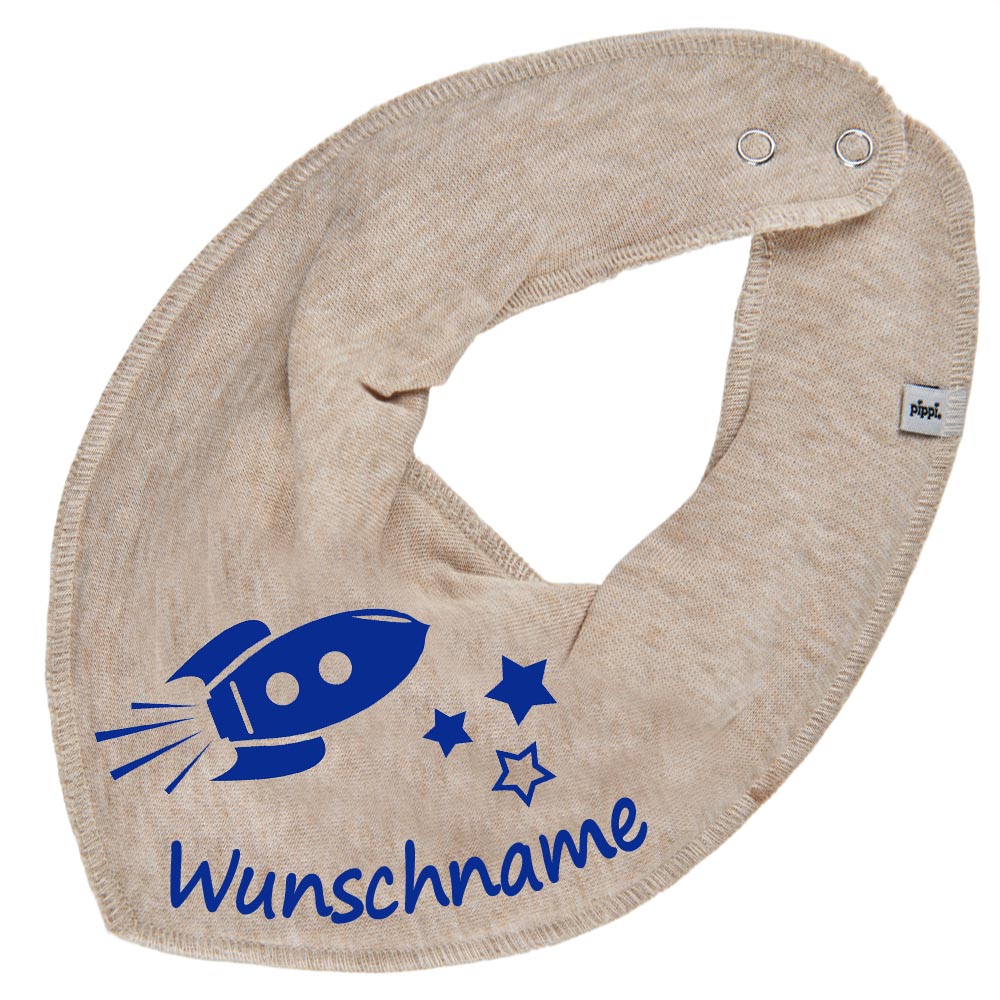 HALSTUCH Rakete mit Name oder Text personalisiert für Baby oder Kind aus Baumwolle in Einheitsgröße verschiedene Farben