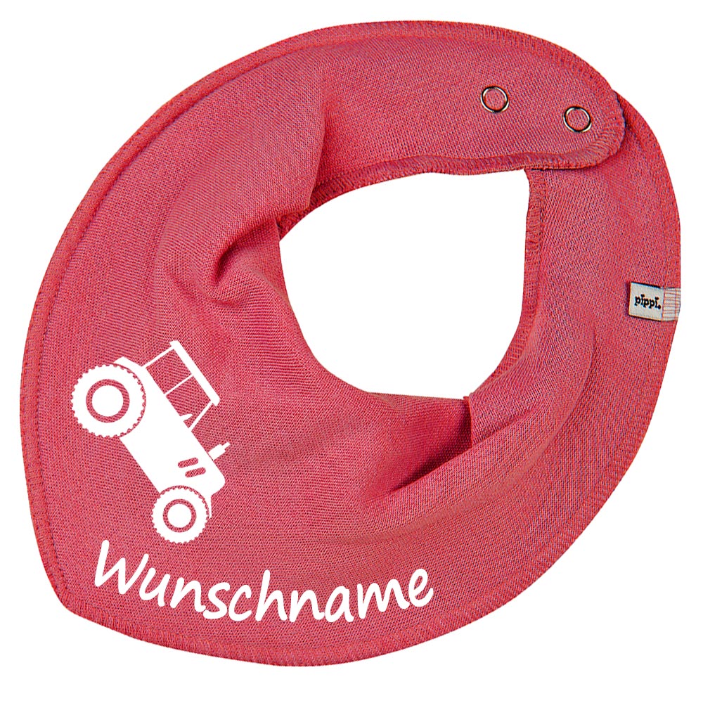 HALSTUCH Traktor mit Name oder Text personalisiert für Baby oder Kind aus Baumwolle in Einheitsgröße verschiedene Farben