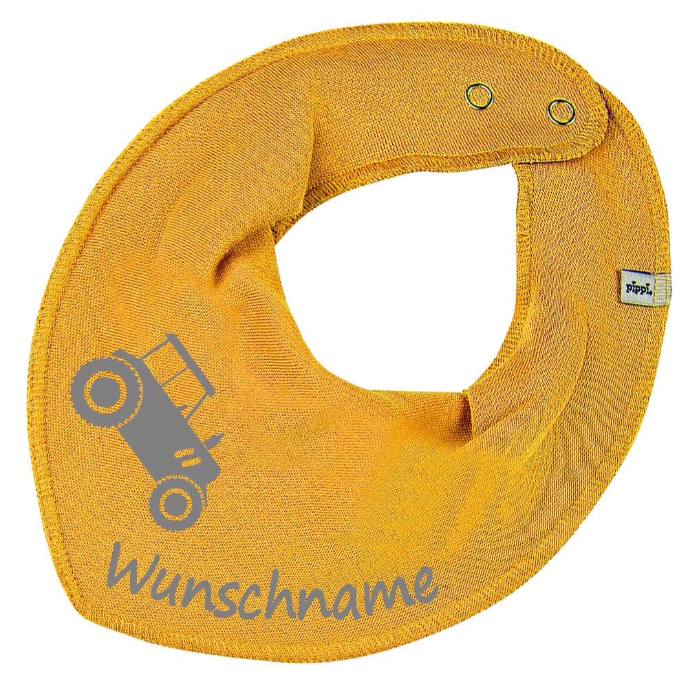 HALSTUCH Traktor mit Name oder Text personalisiert für Baby oder Kind aus Baumwolle in Einheitsgröße verschiedene Farben
