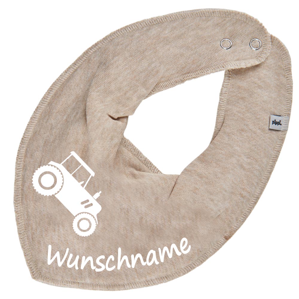 HALSTUCH Traktor mit Name oder Text personalisiert für Baby oder Kind aus Baumwolle in Einheitsgröße verschiedene Farben