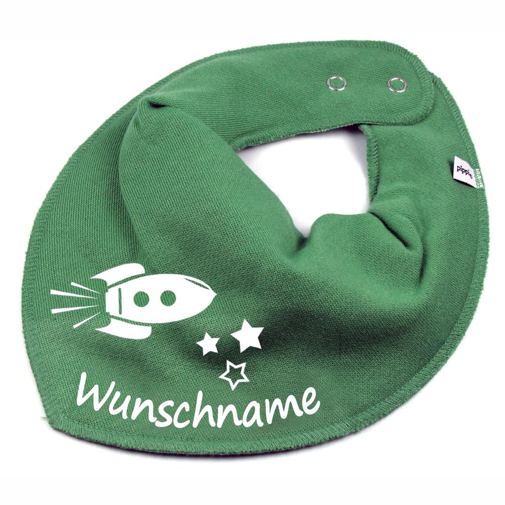 HALSTUCH Rakete mit Name oder Text personalisiert für Baby oder Kind aus Baumwolle in Einheitsgröße verschiedene Farben