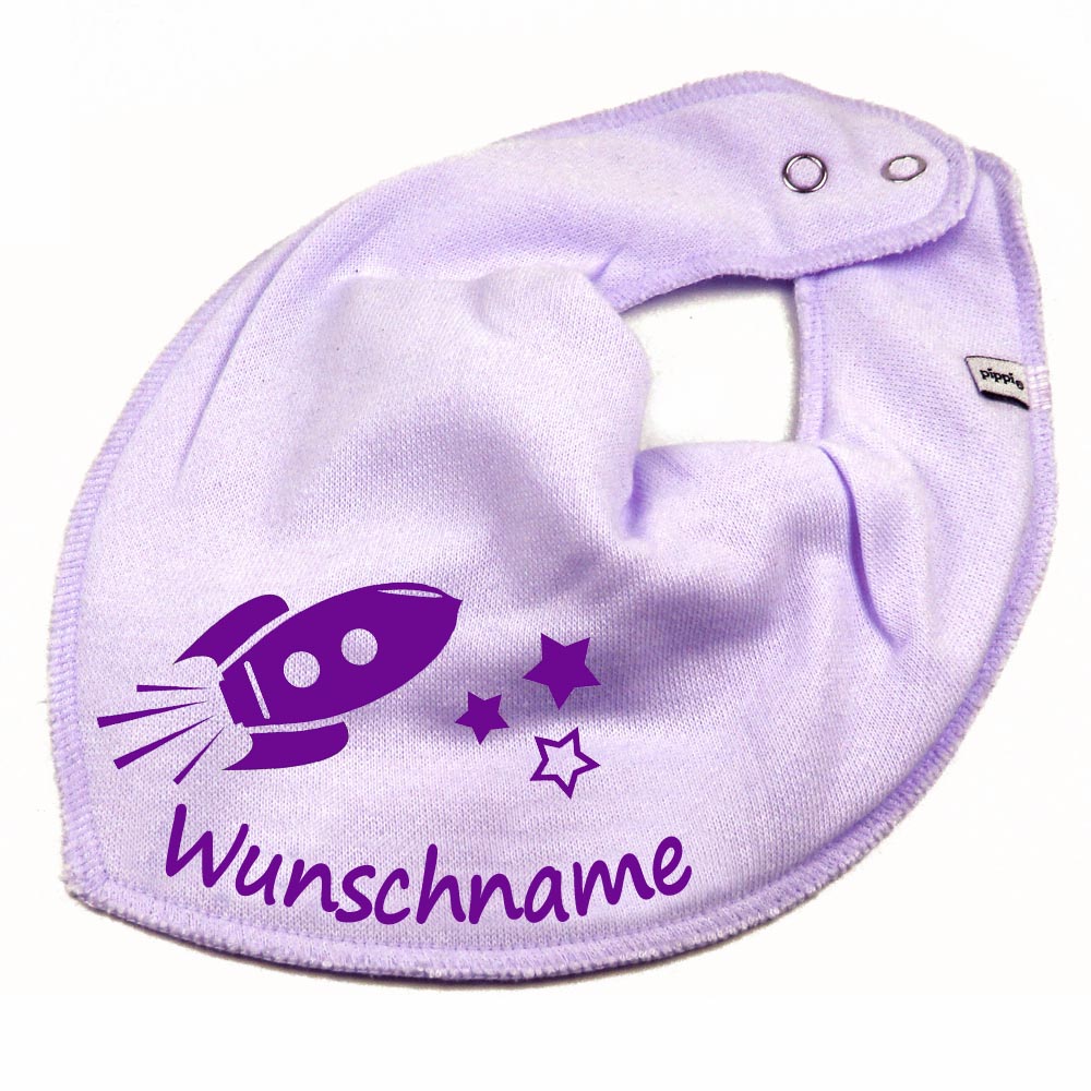 HALSTUCH Rakete mit Name oder Text personalisiert für Baby oder Kind aus Baumwolle in Einheitsgröße verschiedene Farben