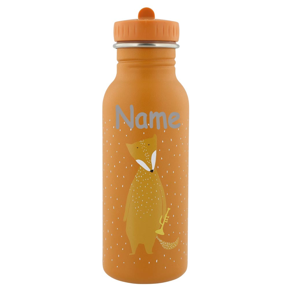 Edelstahl Trinkflasche für Kinder mit Namen graviert von Trixie ultraleicht auslaufsicher Trinkschnabel für Kinder ab 3 Jahren Fuchs