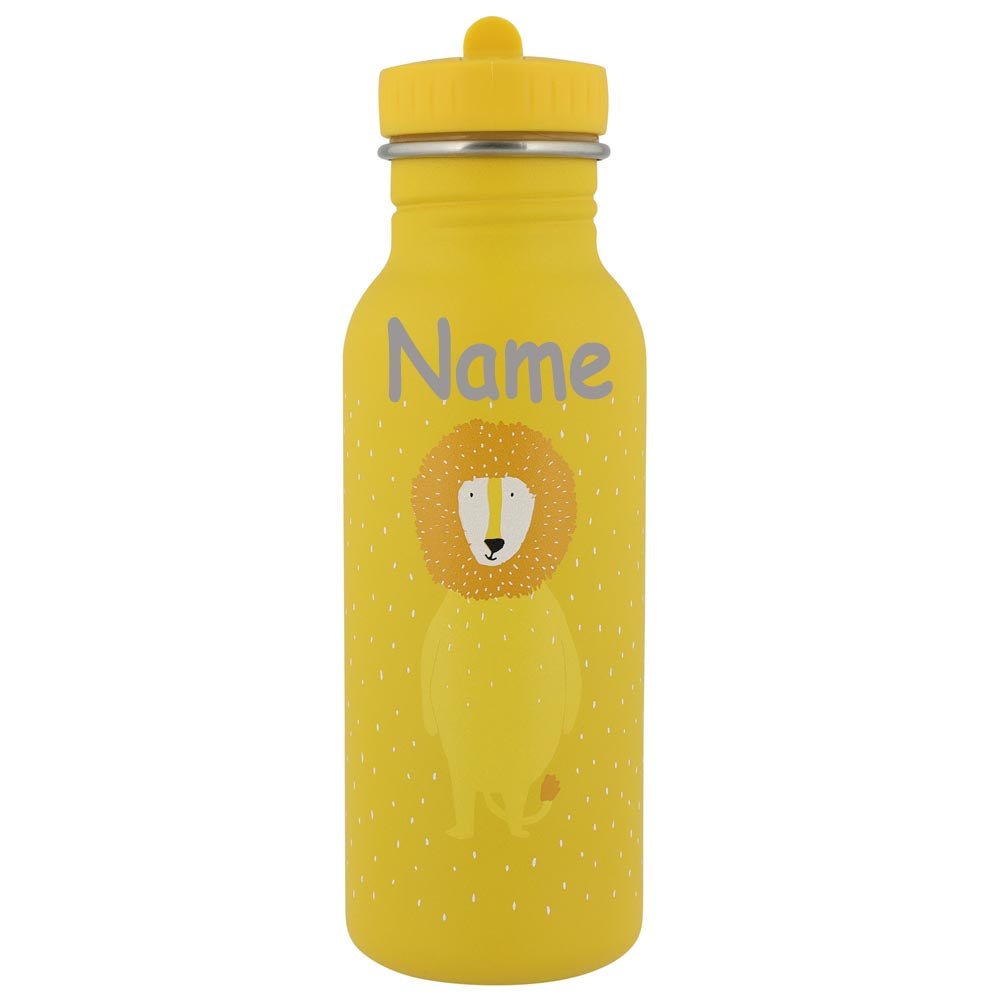 Edelstahl Trinkflasche für Kinder mit Namen graviert von Trixie ultraleicht auslaufsicher Trinkschnabel für Kinder ab 3 Jahren Löwe