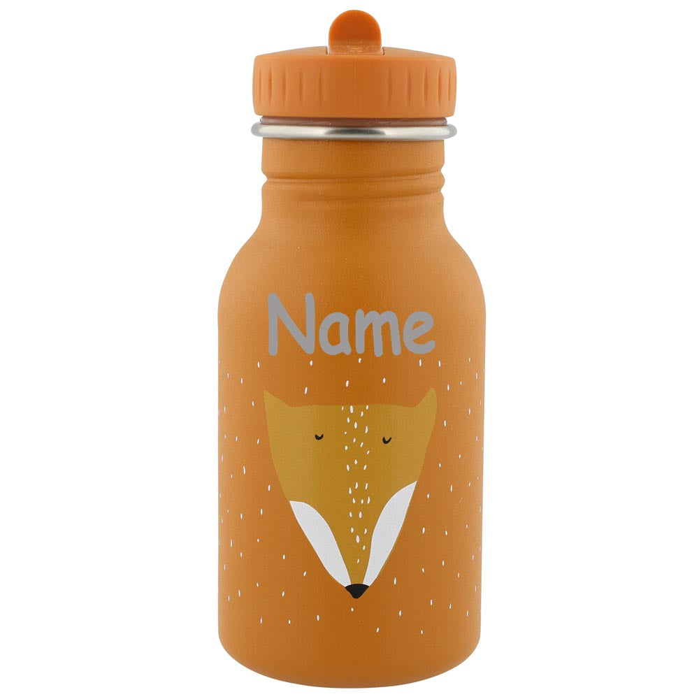 Edelstahl Trinkflasche für Kinder mit Namen graviert von Trixie ultraleicht auslaufsicher Trinkschnabel für Kinder ab 3 Jahren Fuchs