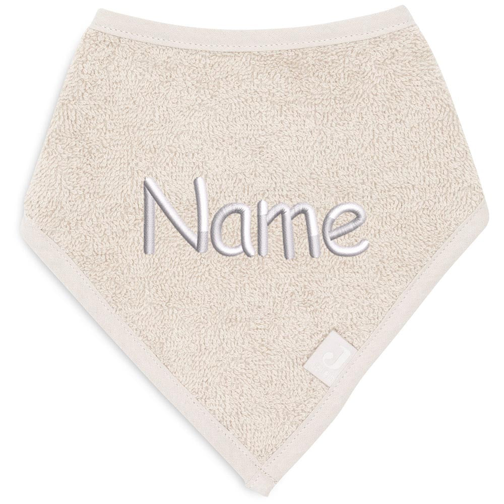 Personalisiertes Baby Halstuch aus Frottee Baumwolle mit Name bestickt Einheitsgröße beige