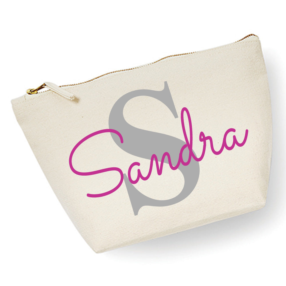 Kosmetiktasche mit Name Bedruckt personalisierte Schminktasche für Handtasche Beautybag Accessoire Tasche Natur