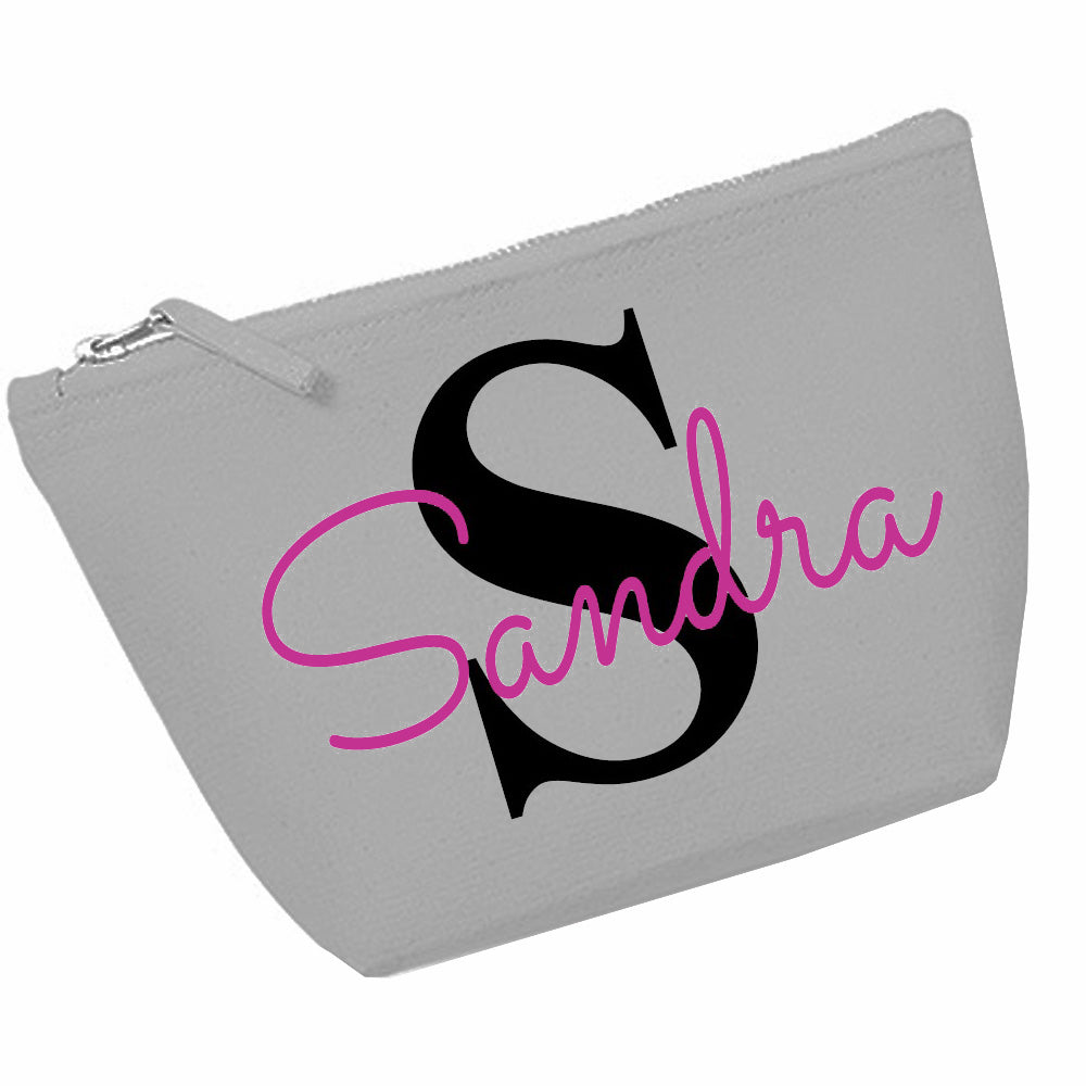Kosmetiktasche mit Name Bedruckt personalisierte Schminktasche für Handtasche Beautybag Accessoire Tasche Grau