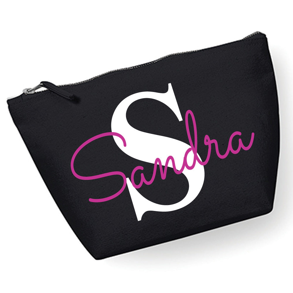 Kosmetiktasche mit Name Bedruckt personalisierte Schminktasche für Handtasche Beautybag Accessoire Tasche Schwarz