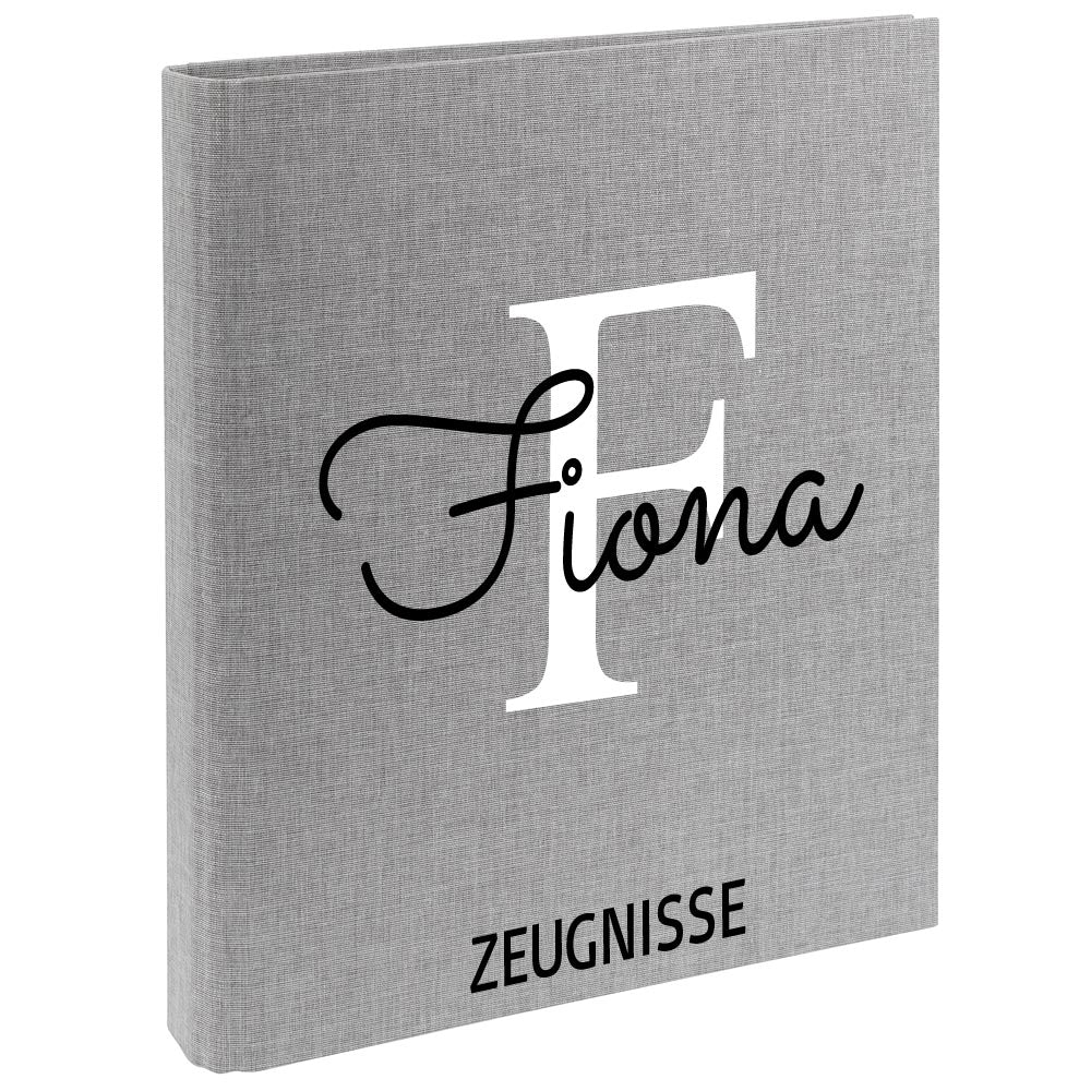 Zeugnismappe mit Namen personalisiert aus Leinen Schulkind Geschenk zur Einschulung Motiv Buchstabe