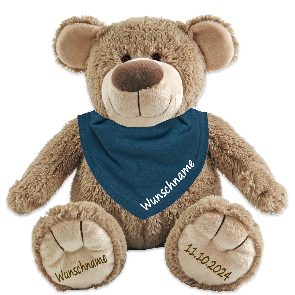 Geschenkset Stofftier Teddybär braun 40cm + Baby Halstuch Farbwahl personalisiert