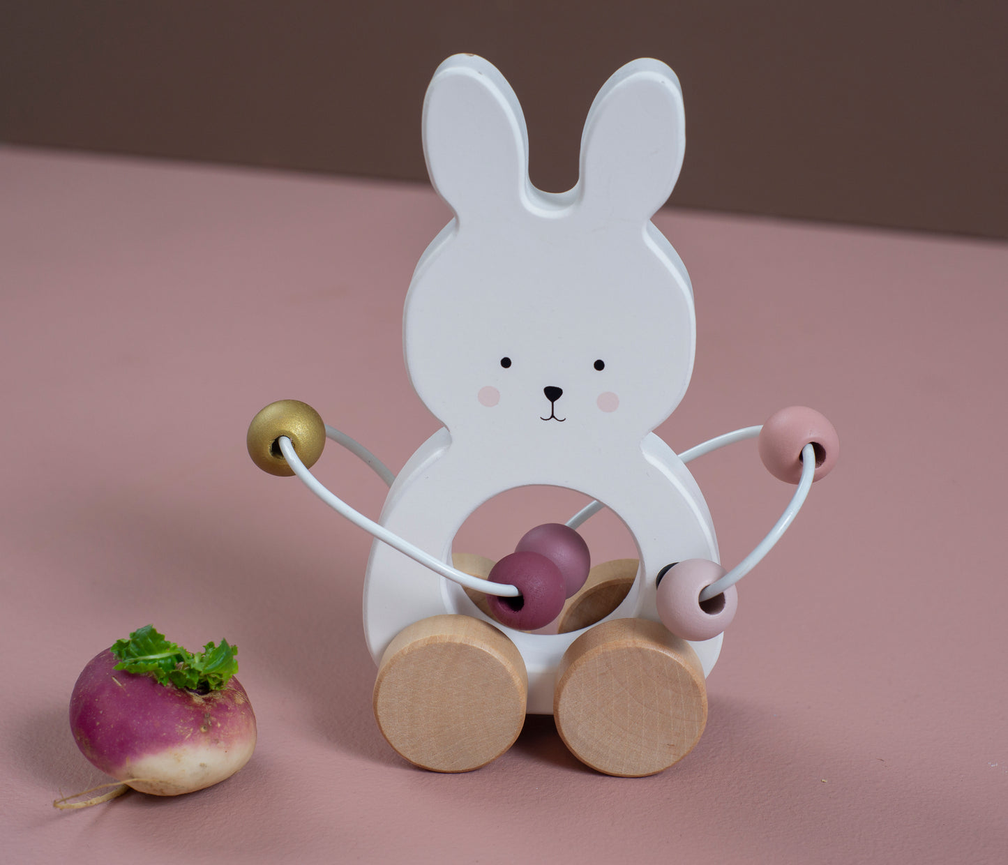 Spielzeug Hase mit Abakus aus Holz personalisiert mit Name und Datum Baby Geschenk mit Gravur