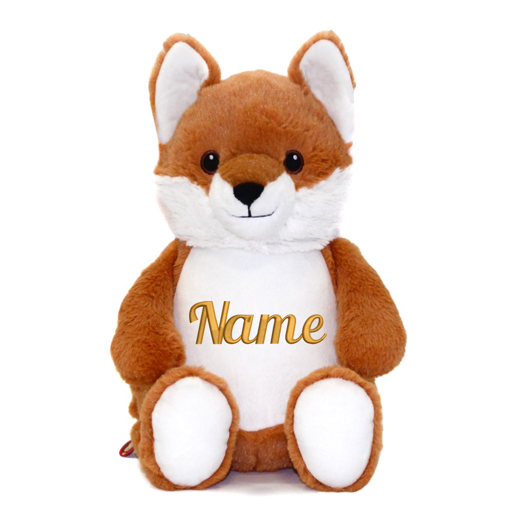 Personalisiertes Stofftier Fuchs Kuscheltier Bestickt Plüschtier zur Geburt Stickmotiv Name