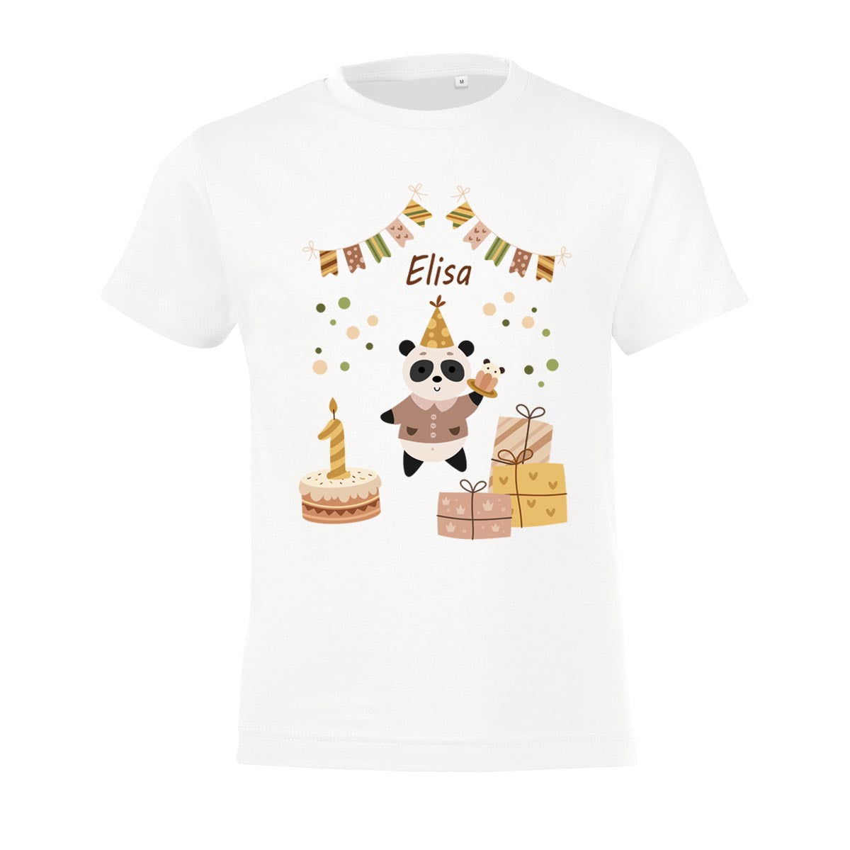 Kinder T-Shirt zum Geburtstag mit Pandamotiv, personalisiert mit Wunschname und Zahl, Geburtstagsshirt aus Baumwolle