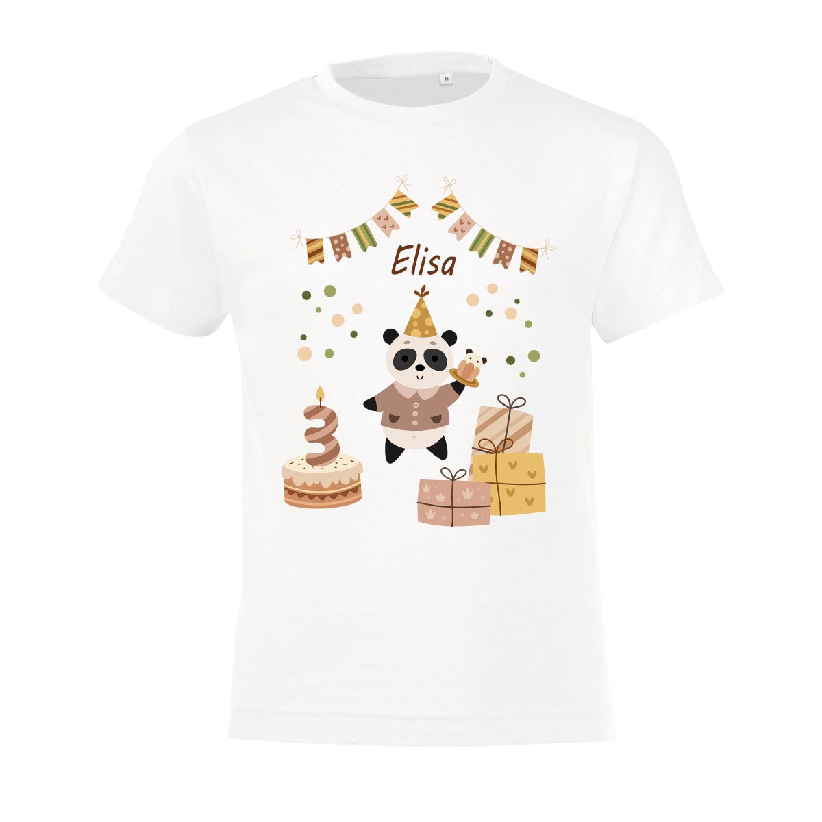Kinder T-Shirt zum Geburtstag mit Pandamotiv, personalisiert mit Wunschname und Zahl, Geburtstagsshirt aus Baumwolle