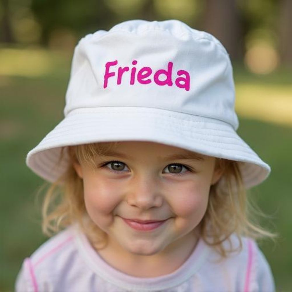 Kinder Sonnenhut aus Baumwolle, Fischerhut personalisierbar, Buckethat rosa, 3 Größen verfügbar (Kopie)