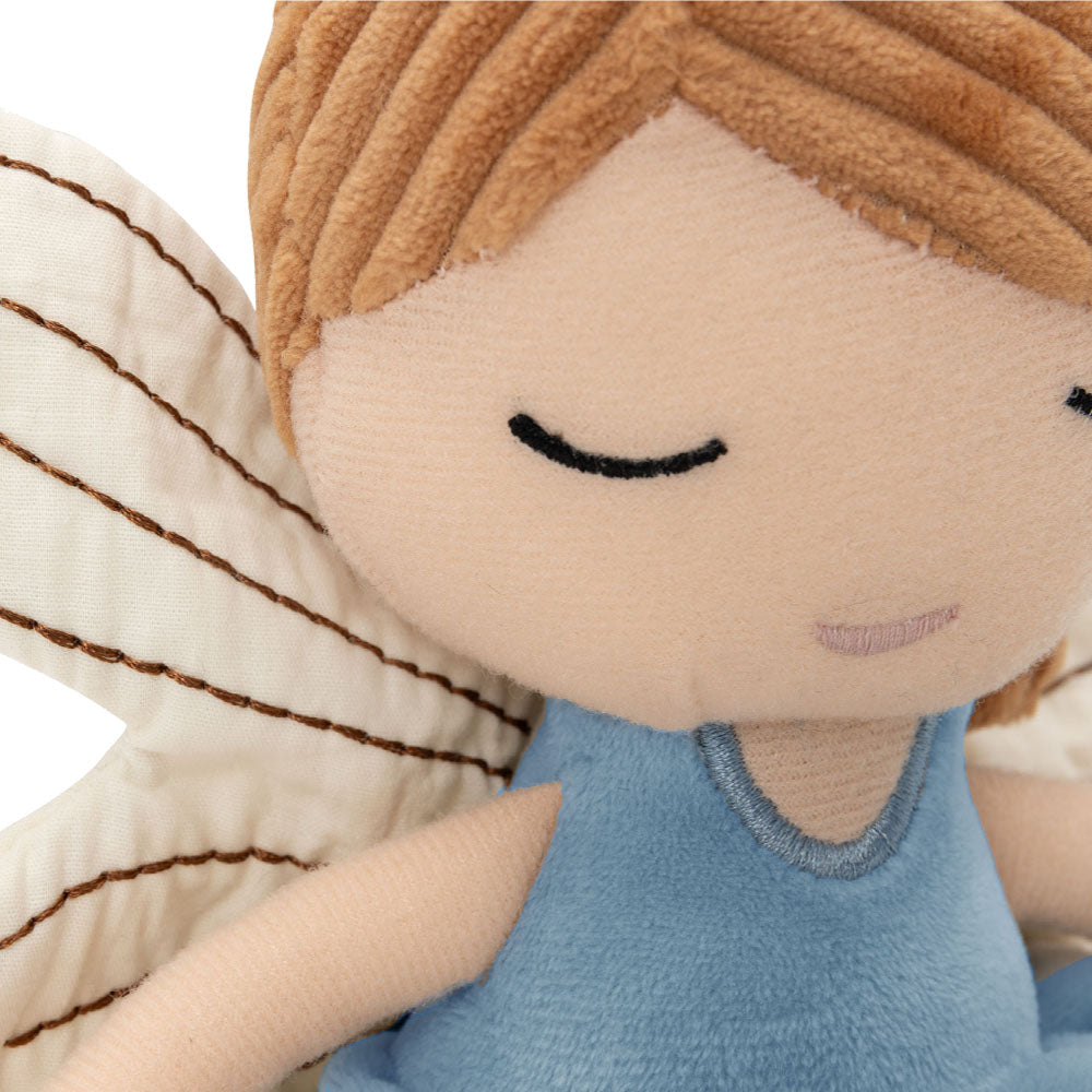 Personalisierte Kuschel- und Kinderpuppe Stoffpuppe mit Namen Kuscheltier Fee personalisiert Geschenk zur Geburt Kleid hellblau
