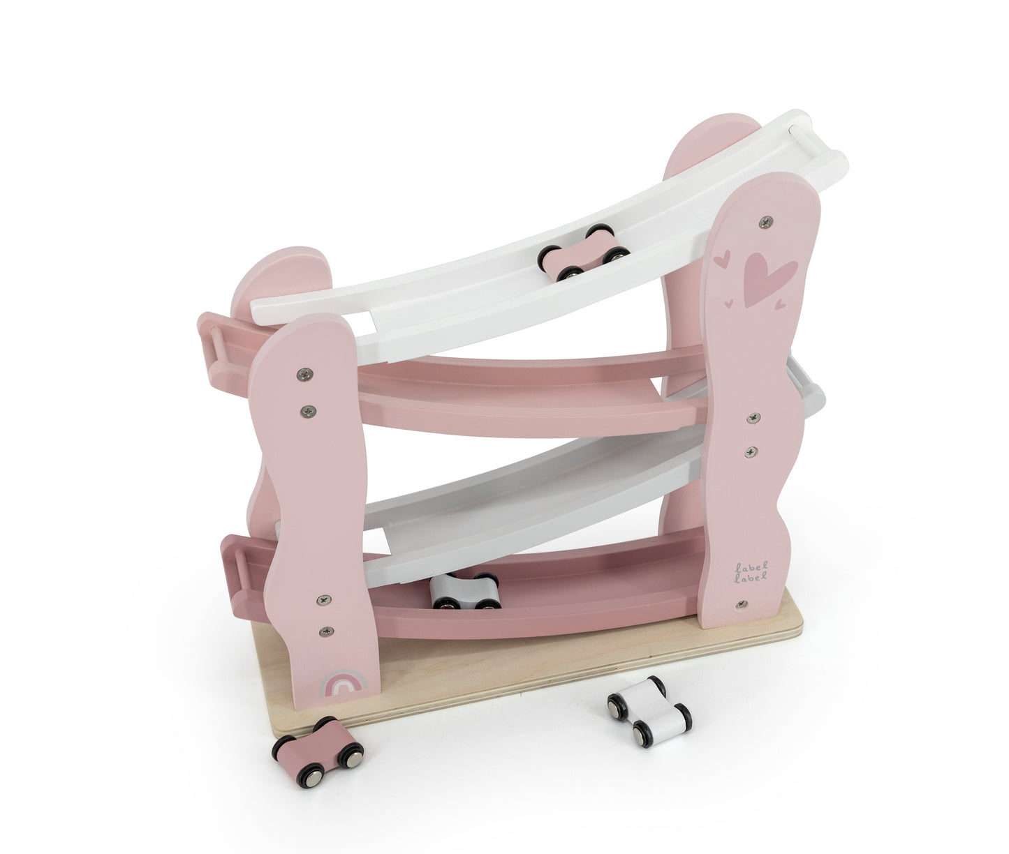 Autobahn Kugelbahn aus Holz rosa personalisiert mit Name und Geburtsdaten Baby Geschenk mit Gravur