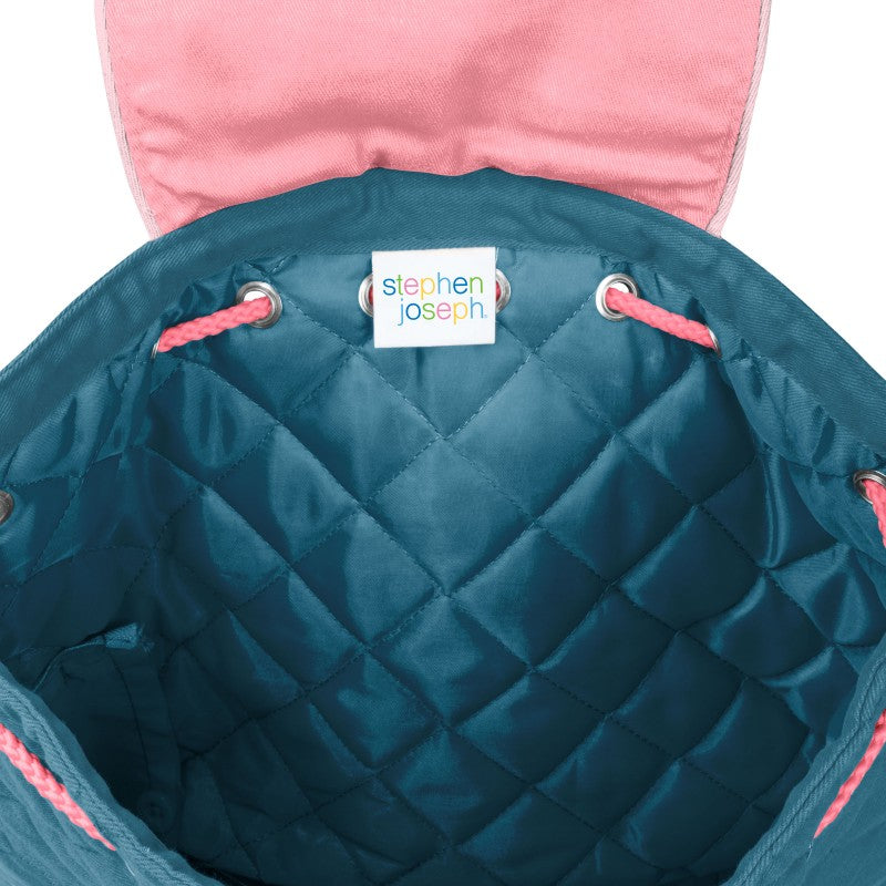 Personalisierter Rucksack für Kinder 8 Liter Kindergartenrucksack aus Baumwolle mit Namen bedruckt Käfer türkis