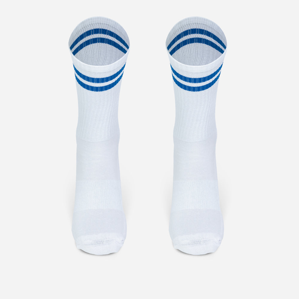 Kindersocken blau zur Einschulung, Tennissocken mit Aufdruck Schulkind 2026, Motiv Regenbogen blau