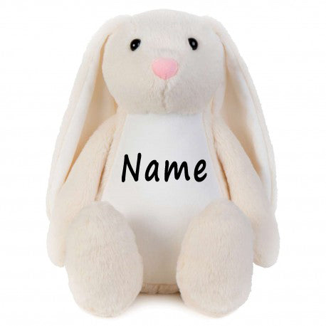 Stofftier Hase Beige mit Name personalisiert Kuscheltier Stoffhase für Kinder Flauschiges Plüschtier 40cm
