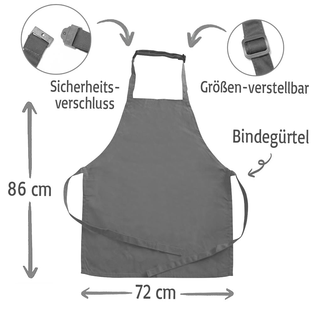 Personalisierte Schürze mit Motiv KOCHMÜTZE und Name bedruckt Kochschürze zum Backen, Kochen für Kinder und Erwachsene
