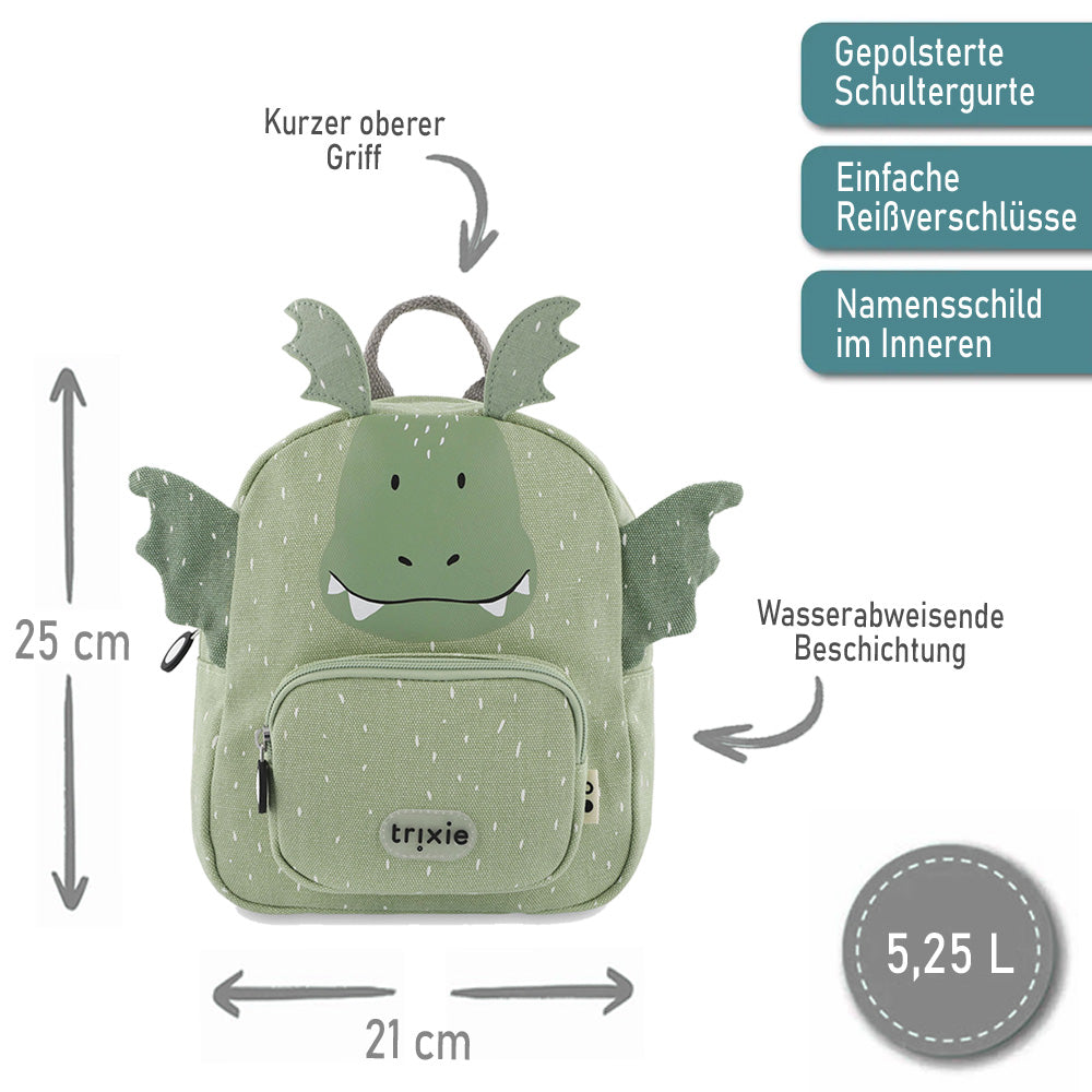 Personalisierter Kinderrucksack von Trixie mit Name für Kindergarten und Kita Drache