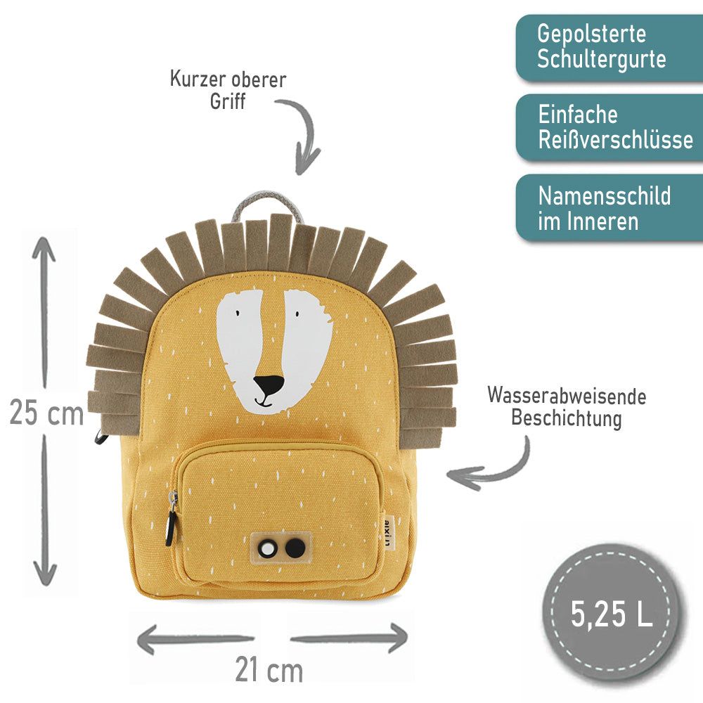Personalisierter Kinderrucksack von Trixie mit Name für Kindergarten und Kita Löwe