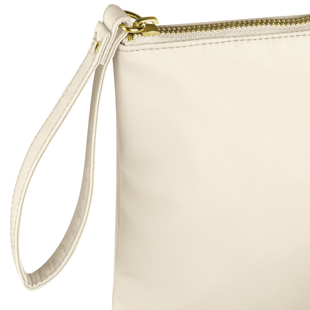 Kosmetiktasche aus Nylon mit Name Bedruckt personalisierte Schminktasche für Handtasche Beautybag Accessoire Tasche beige