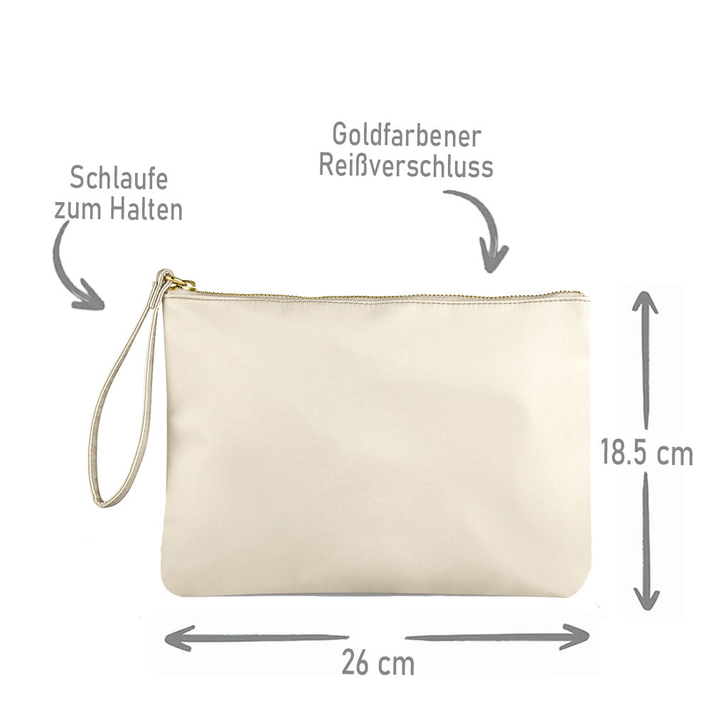 Kosmetiktasche aus Nylon mit Name Bedruckt personalisierte Schminktasche für Handtasche Beautybag Accessoire Tasche beige