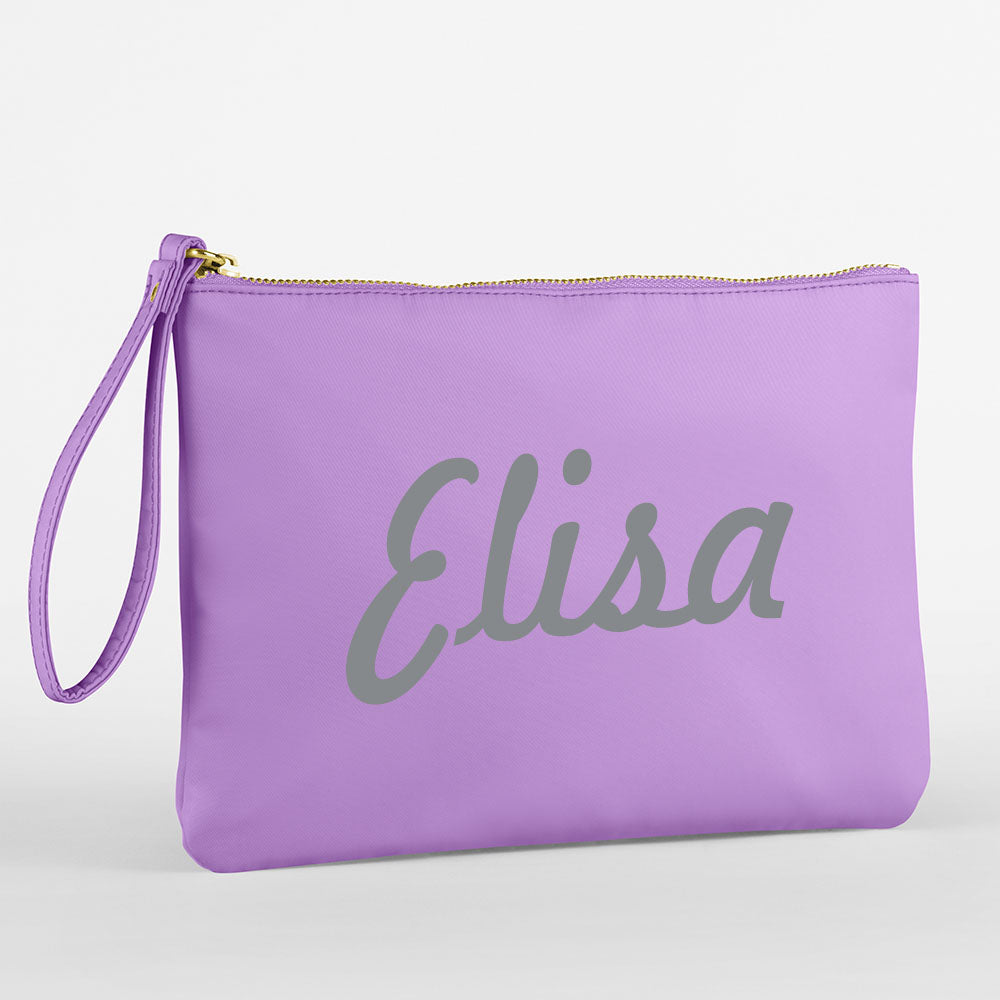 Kosmetiktasche aus Nylon mit Name Bedruckt personalisierte Schminktasche für Handtasche Beautybag Accessoire Tasche flieder