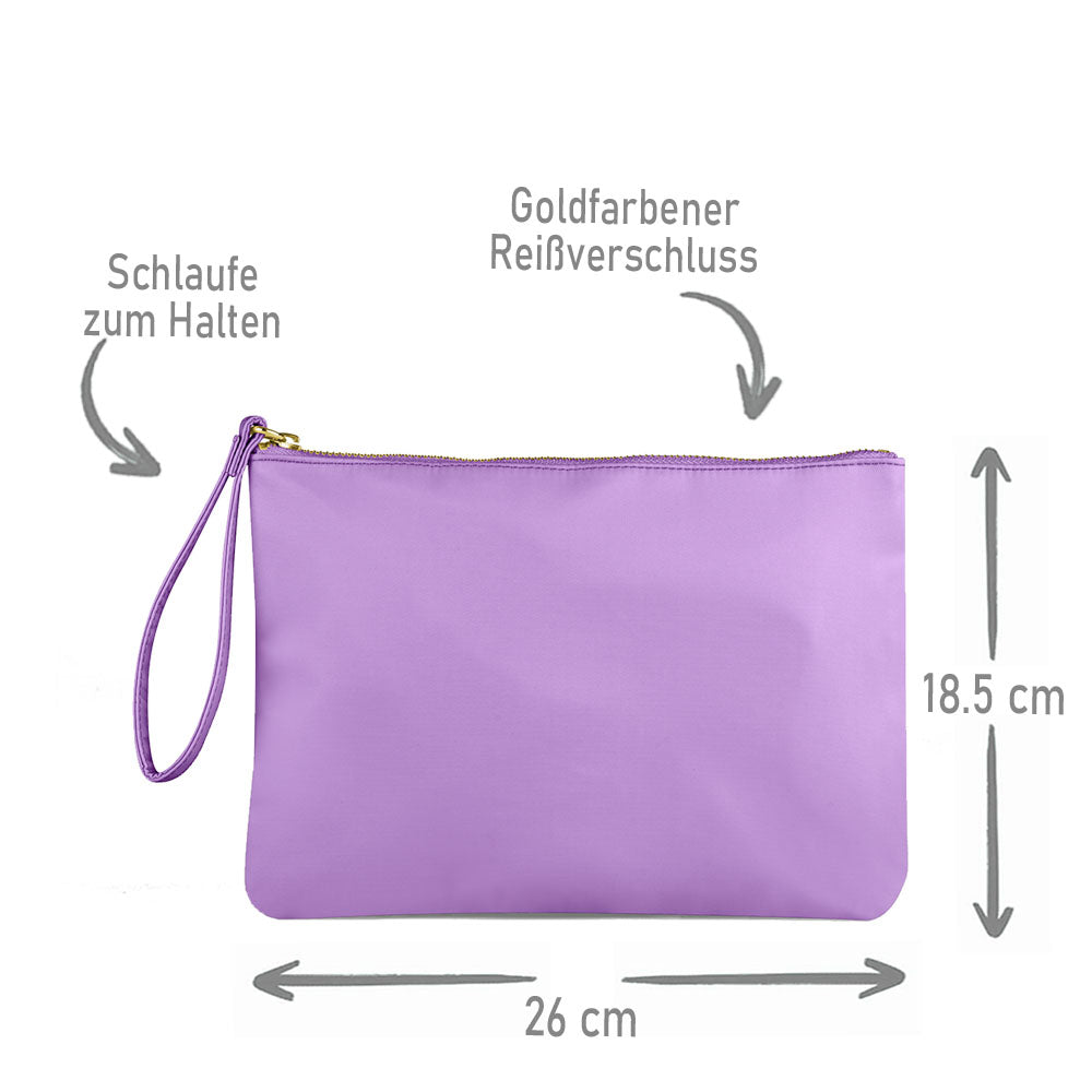 Kosmetiktasche aus Nylon mit Name Bedruckt personalisierte Schminktasche für Handtasche Beautybag Accessoire Tasche flieder
