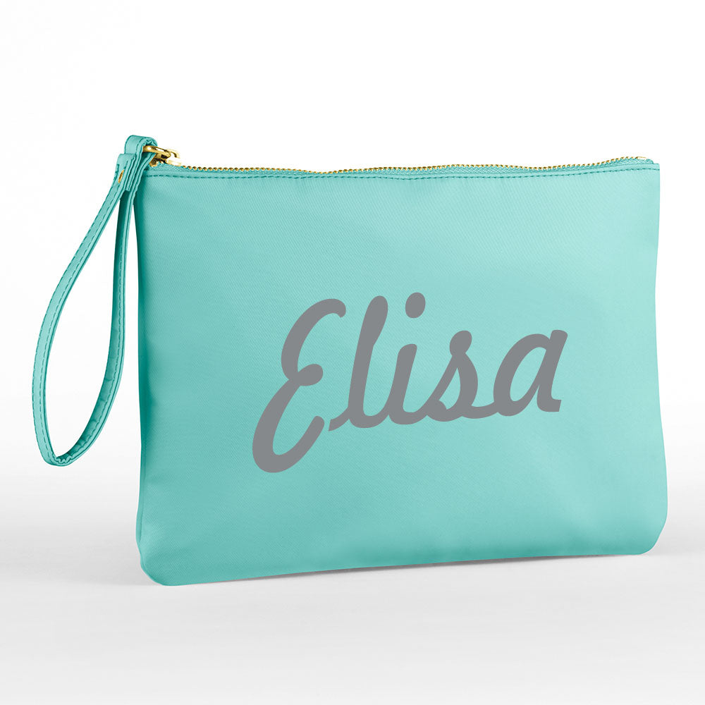 Kosmetiktasche aus Nylon mit Name Bedruckt personalisierte Schminktasche für Handtasche Beautybag Accessoire Tasche mint