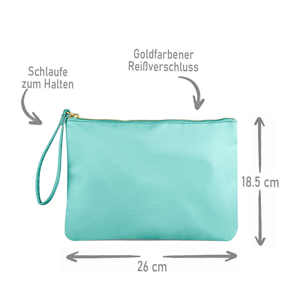 Kosmetiktasche aus Nylon mit Name Bedruckt personalisierte Schminktasche für Handtasche Beautybag Accessoire Tasche mint