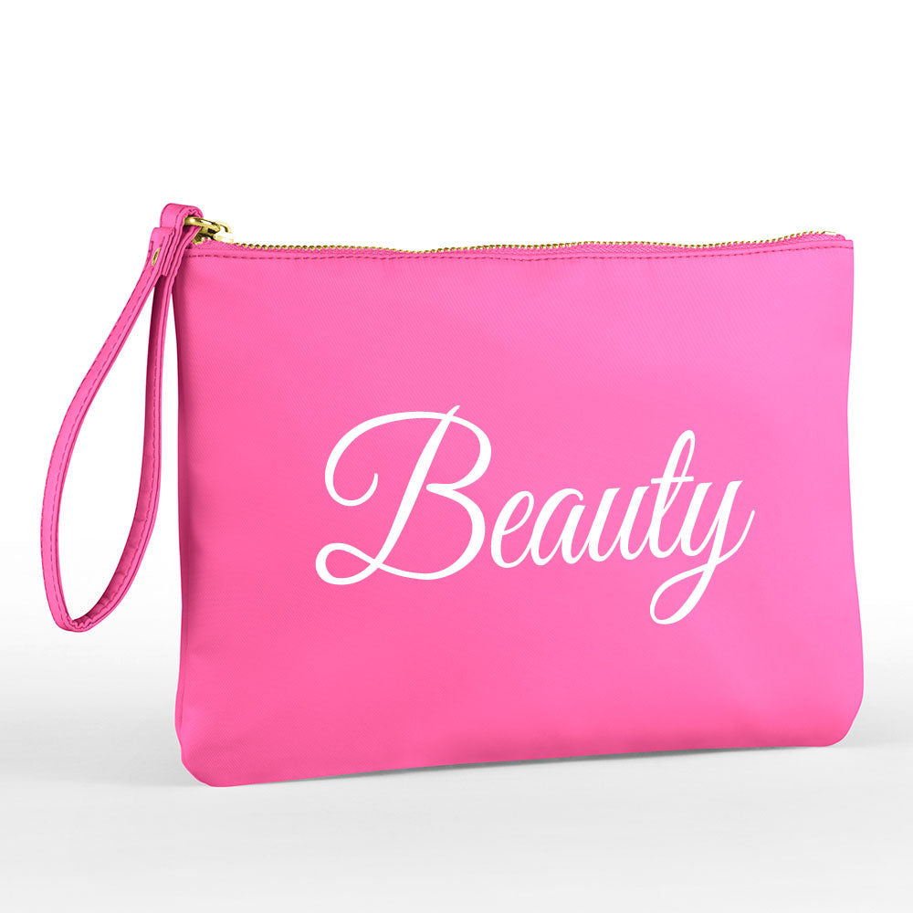Kosmetiktasche aus Nylon mit Name Bedruckt personalisierte Schminktasche für Handtasche Beautybag Accessoire Tasche pink