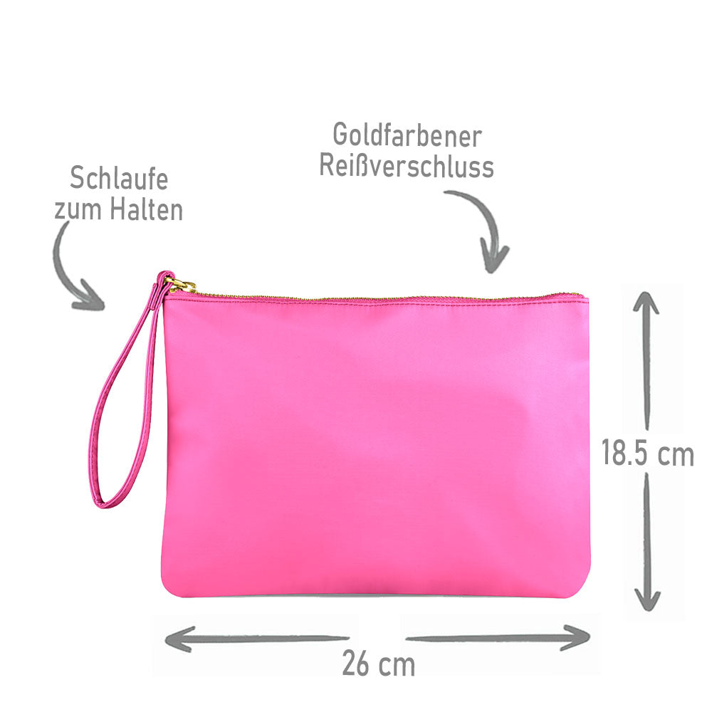 Kosmetiktasche aus Nylon mit Name Bedruckt personalisierte Schminktasche für Handtasche Beautybag Accessoire Tasche pink