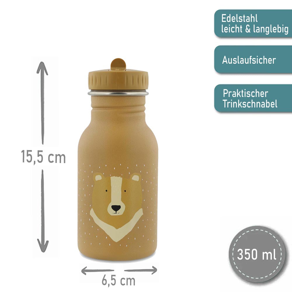 Edelstahl Trinkflasche für Kinder mit Namen graviert von Trixie ultraleicht auslaufsicher Trinkschnabel für Kinder ab 3 Jahren Bär