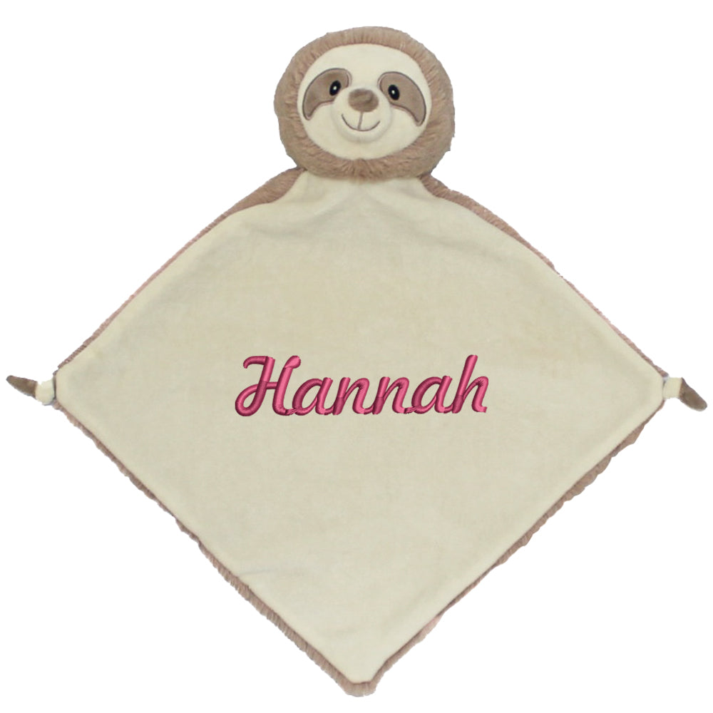 Personalisiertes Schnuffeltuch weiches Kuscheltuch mit Name Bestickt Schnuffeltier Schlafhilfe Tröster Geschenk zur Geburt Faultier