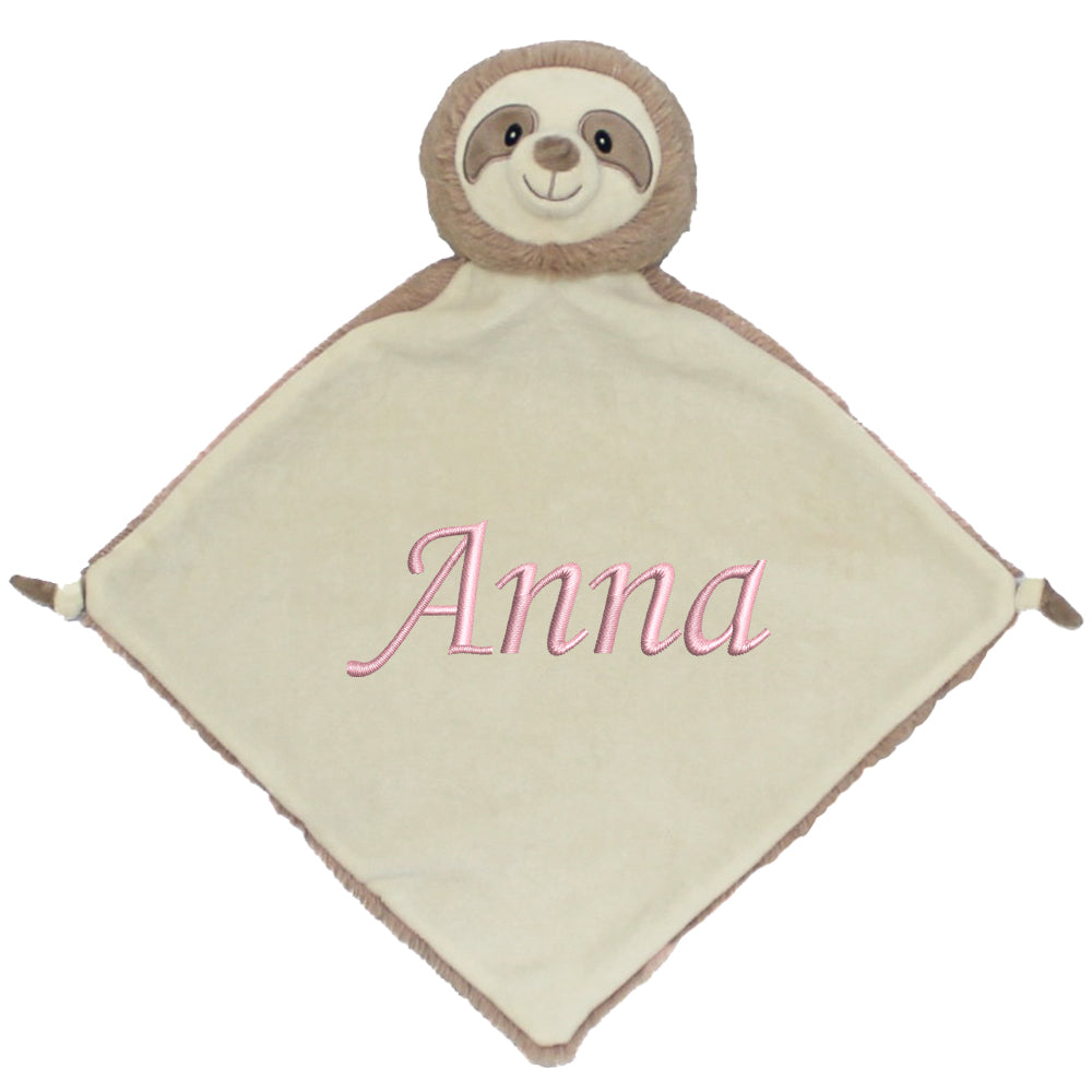 Personalisiertes Schnuffeltuch weiches Kuscheltuch mit Name Bestickt Schnuffeltier Schlafhilfe Tröster Geschenk zur Geburt Faultier