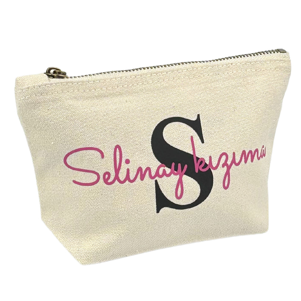 Kosmetiktasche mit Name Bedruckt personalisierte Schminktasche für Handtasche Beautybag Accessoire Tasche Natur