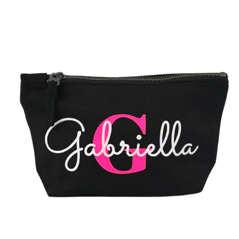Kosmetiktasche mit Name Bedruckt personalisierte Schminktasche für Handtasche Beautybag Accessoire Tasche Schwarz
