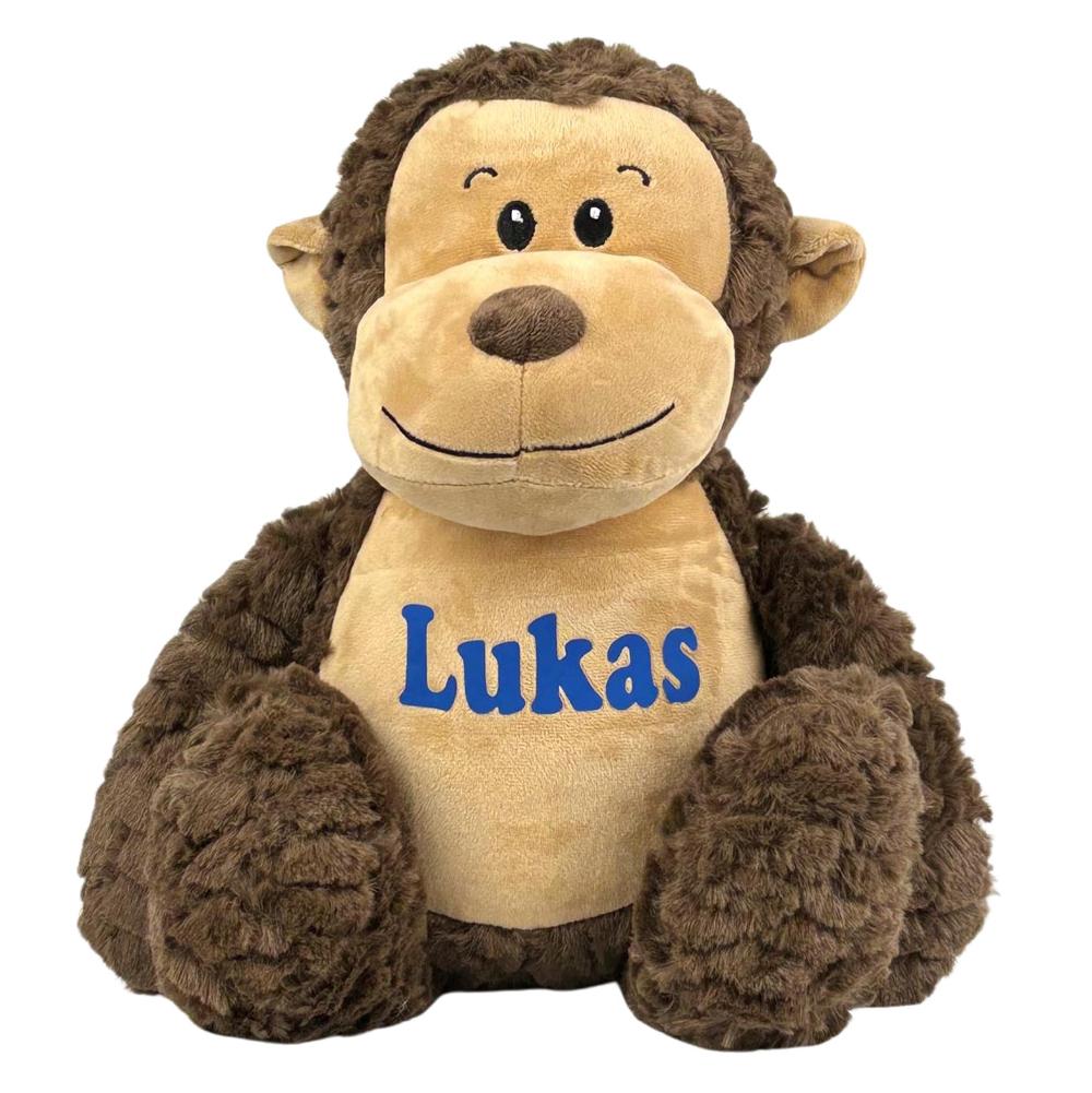 Stofftier AFFE braun mit Name personalisiert Kuscheltier für Kinder Flauschiges Plüschtier 40cm Motiv Name