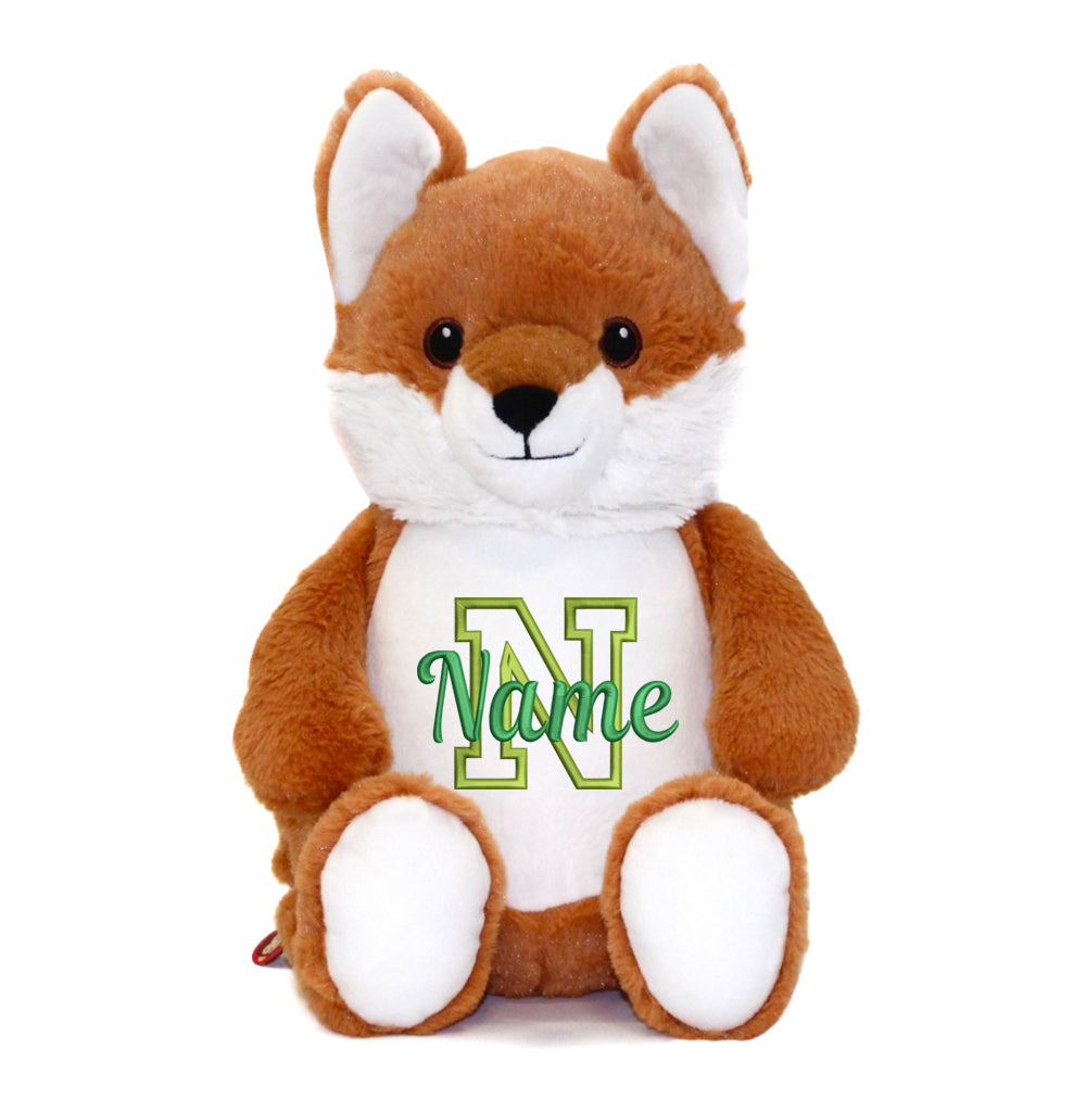 Personalisiertes Stofftier Fuchs Kuscheltier Bestickt Plüschtier zur Geburt Stickmotiv Buchstabe