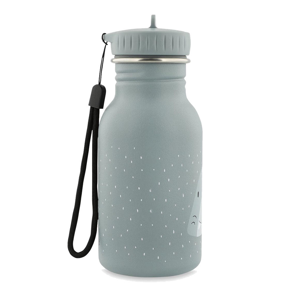 Edelstahl Trinkflasche für Kinder mit Namen graviert von Trixie ultraleicht auslaufsicher Trinkschnabel für Kinder ab 3 Jahren Hai