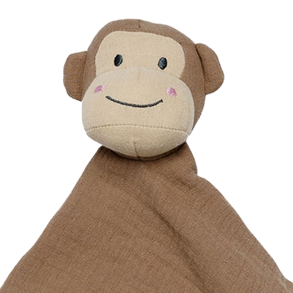 Schnuffeltuch aus Musselin mit Namen bestick Affe braun * Schmusetuch aus Baumwolle * Kuscheltuch für Babys